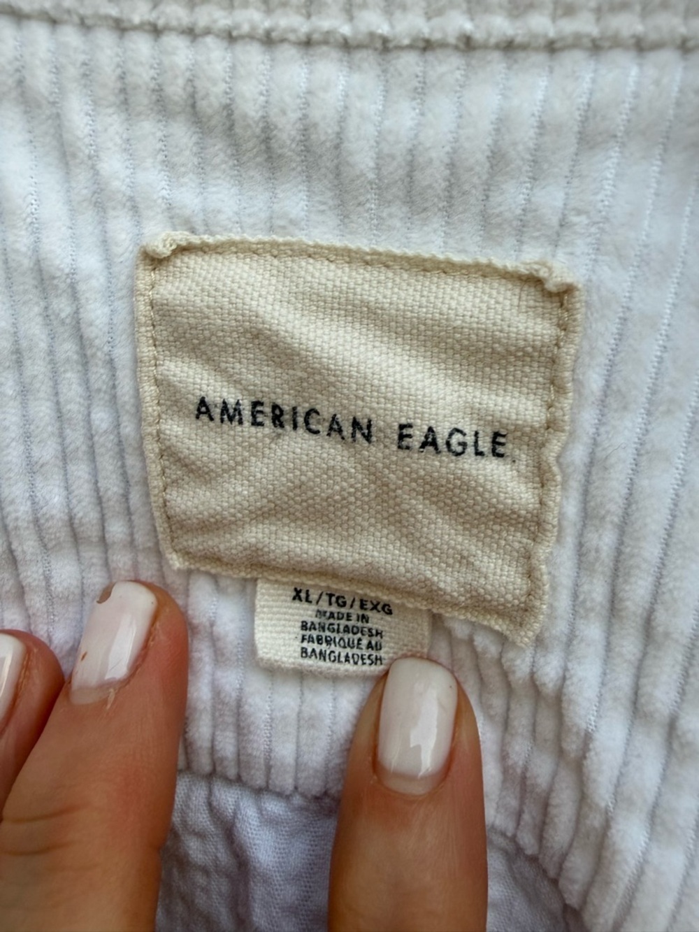 American Eagle White Corduroy Shacket Jacket Women’s XL Oversized Button Front - Picture 8 of 10